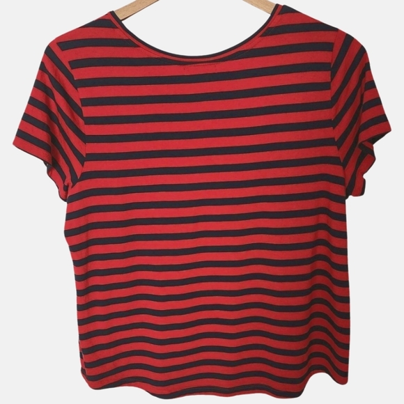 Chaps Pre-loved Plus-size XXL Blue & Red Stripe Pattern, Round Neck Tshirt - Picture 5 of 12
